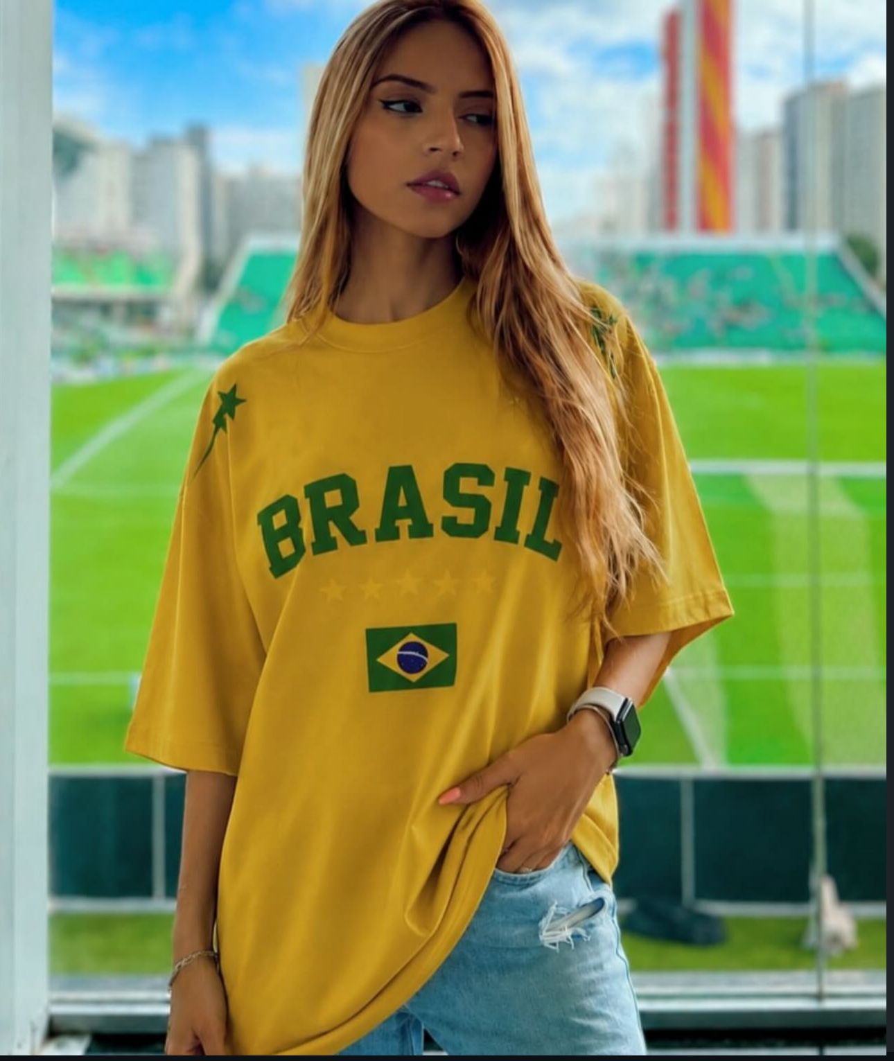 T-Shirt Oversized Brasil Yellow
